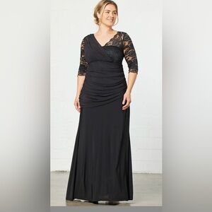 Elegant Black Lace Evening Gown by Kiyonna